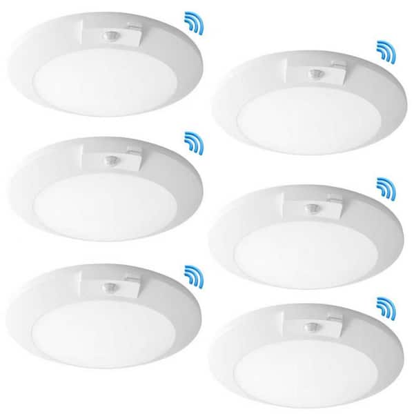 6-Pack 6 in. 14-Watt Motion Sensor Disk Light 120V 5000K CRI90 Integrated LED Flush Mount Ceiling Light For Closet