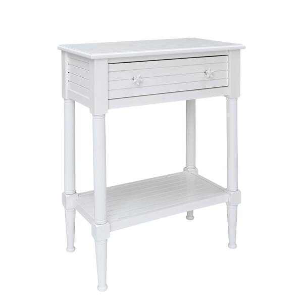 Linon Home Decor Galena 24 in. W White Rectangle Wood Top Accent Table