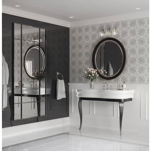 Progress Lighting Anjoux Collection 3-Light Silver Ridge Clear Water Glass Luxe Bath Vanity Light