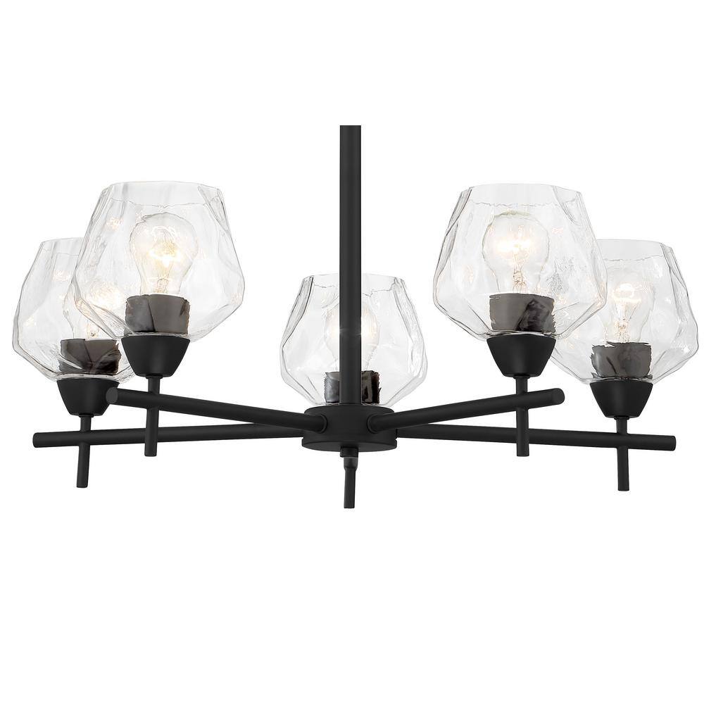 Kirkby Glebe Modern 5-Light Chandelier in Coal with Clear Glass Shades