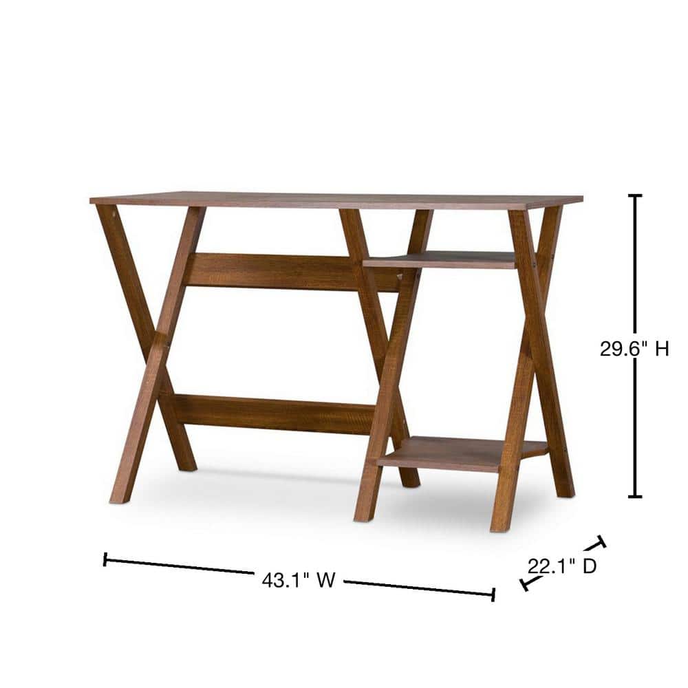 Sonoma Oak Veneer Brown Writing Desk with Shelves