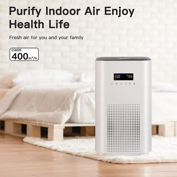3000 sq. ft. H13 HEPA True Personal Console Air Purifier with Remote in Whites, 235 CFM, Activated Carbon Odor Purify