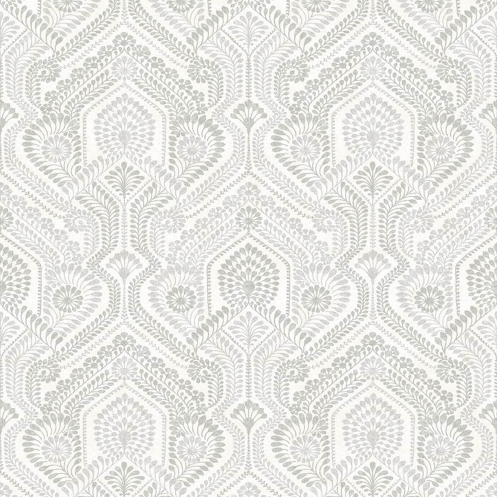 Fernback Grey Ornate Botanical Non-Woven Wallpaper
