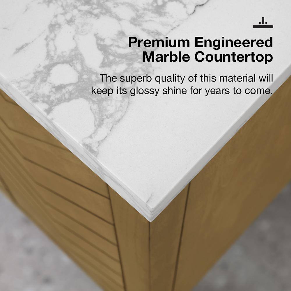 36 in. Almond Latte Single Sink Bathroom Vanity with Marble Top