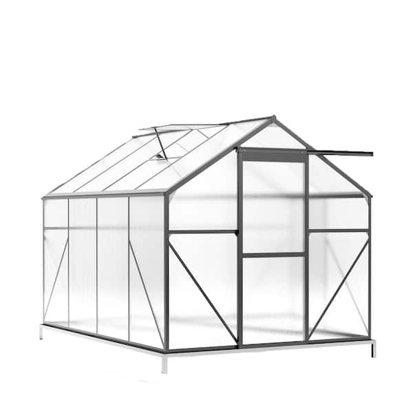 8 ft. W x 6 ft. D Aluminum Walk-in Greenhouse kit with Rain Gutter and Roof Vent for Outdoors