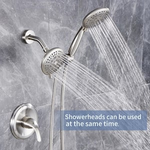 2 IN 1 Single-Handle 5-Spray Shower Faucet with 4.7 in. Wall Mount Dual Shower Heads in Brushed Nickel (Valve Included)