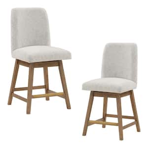 Finley 26 in. Swivel Wood Counter Stool 2-Pack in Parchment Fabric