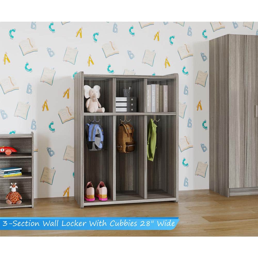 6-Compartment Kids Locker with Cubbies (Shadow Elm Gray), Classroom Furnitu