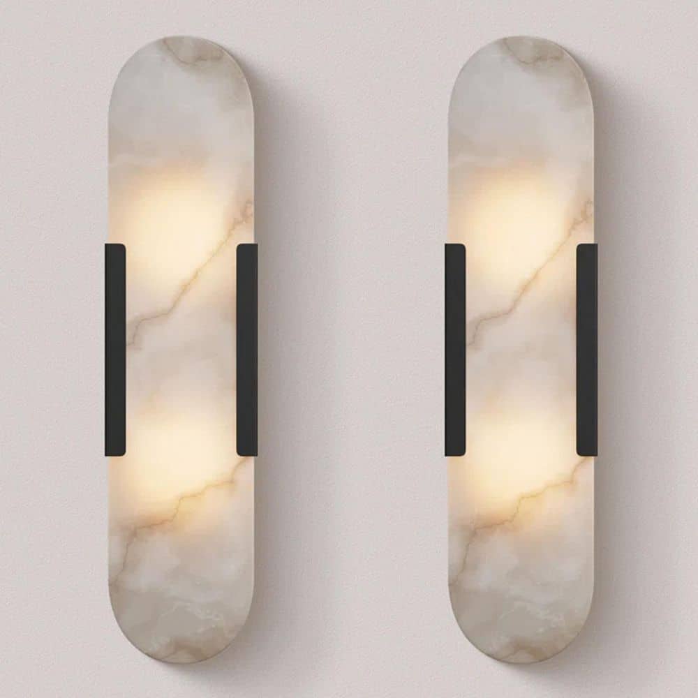 19.8 in. 2-Light Alabaster Black Wall Sconce, Natural Marble Wall Light for Living Room, Dining Room, Bedroom (2-Sets) price history on PriceWatchPro