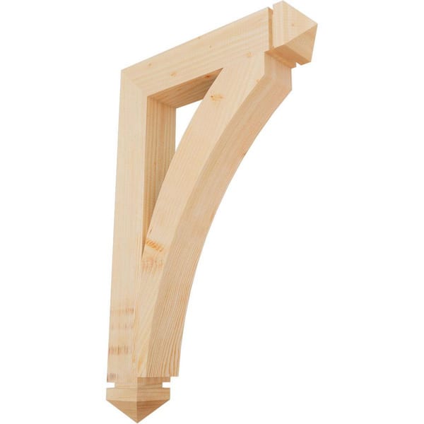 Ekena Millwork 3.5 in. x 34 in. x 22 in. Douglas Fir Thorton Arts and Crafts Smooth Bracket