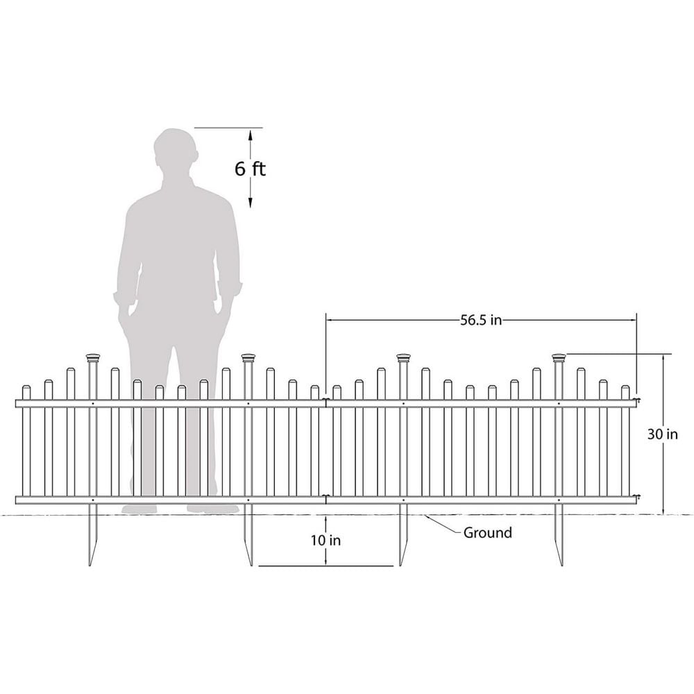 White Vinyl No-Dig Garden Picket Fence Panel Kit