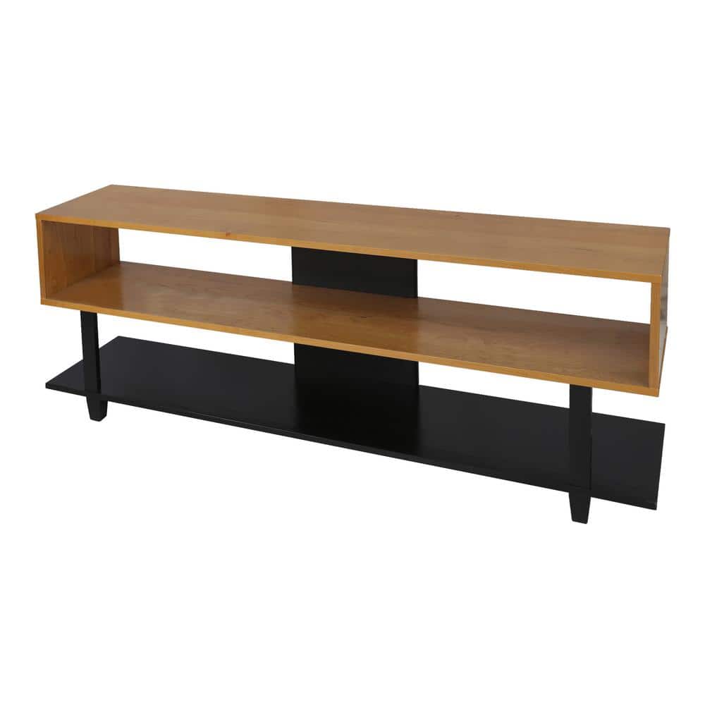 Modern Urban Cherry and Black Solid Wood TV Stand