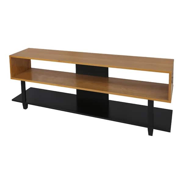 American Trails Creek 62 in. Natural Cherry and Black Wood TV Stand Fits TVs Up to 60 in. with Built-In Storage