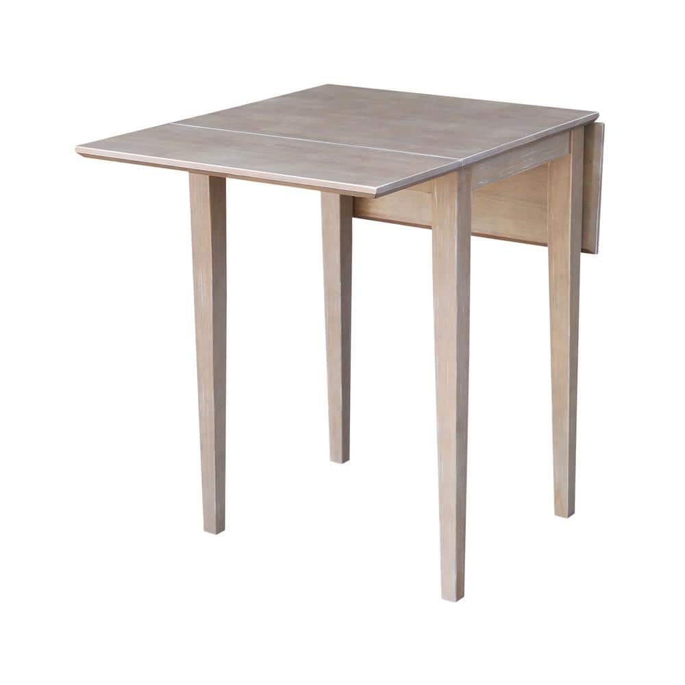 Elegant Washed Gray Taupe Solid Wood Extendable Dropleaf Dining Table
