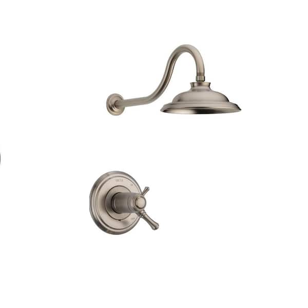 Delta Cassidy TempAssure 17T 1-Handle Shower Faucet Trim Kit in Stainless with H2Okinetic (Valve Not Included)