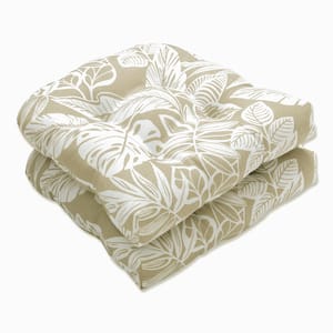 Floral 19 x 19 Outdoor Dining Chair Cushion in Natural/White (Set of 2)