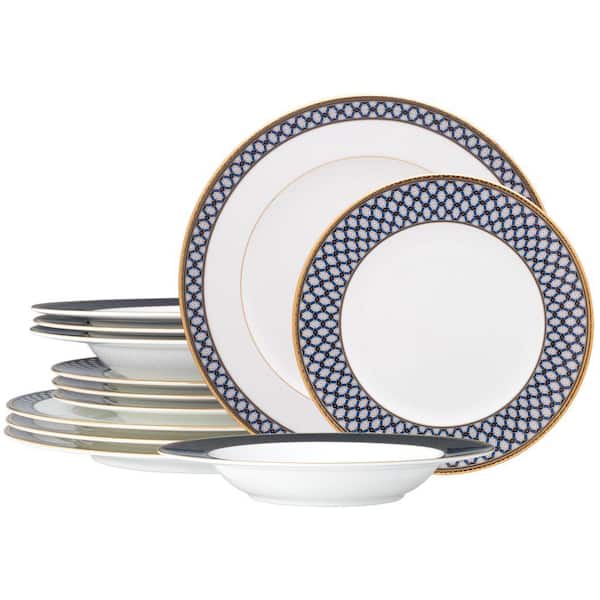 Blueshire 12-Piece (Blue) Bone China Dinnerware Set, Service for 4