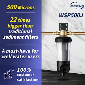 WSP500J Reusable Whole House Spin-Down Sediment Water Filter, Jumbo Size, Large Capacity, Flushable Prefilter Filtration