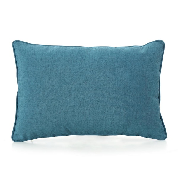 Teal Fabric Rectangular Outdoor Throw Pillow