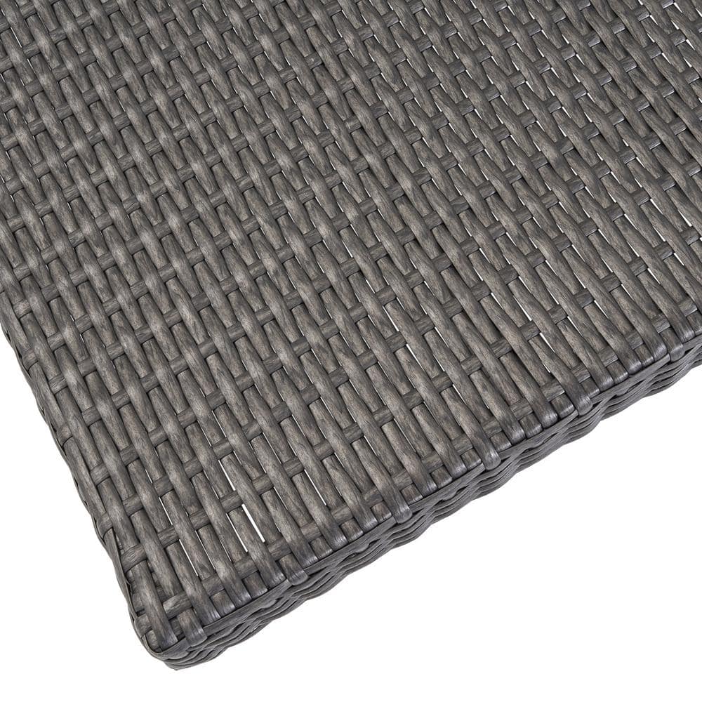 Gray Wicker 2-Person Adjustable Chaise Lounge Set with Side Table