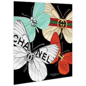 "Butterflies & Fashion" Frameless Free Floating Tempered Glass Panel Graphic Fantasy Wall Art 24 in. x 24 in.