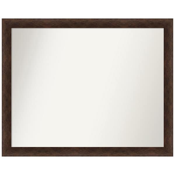 Amanti Art Warm Walnut Narrow 31 in. W x 25 in. H Non-Beveled Casual Rectangle Wood Framed Bathroom Wall Mirror in Brown