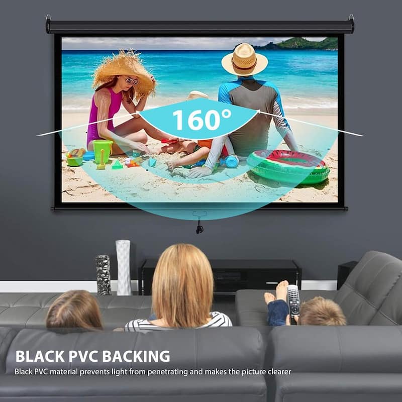 100 in. Manual Pull Down Projector Screen in Black