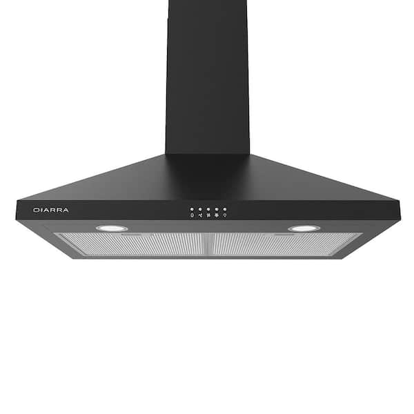 JEREMY CASS 30 in. Wall Mount 450 CFM Ductless Range Hood Vent for Kitchen Hood in Stainless Steel, Black