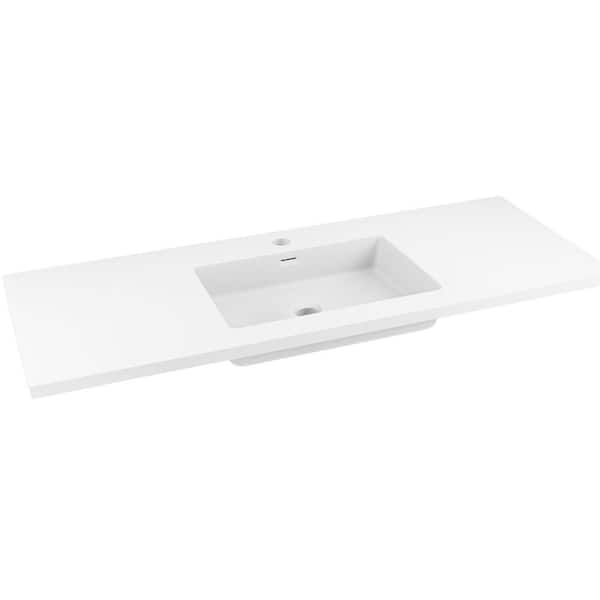 Conques 48 in. W x 20 in. H x 18 in. D Cultured Marble Bath Vanity Cabinet without Top in White with White Basin