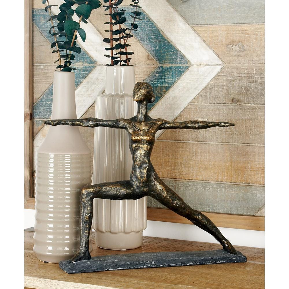 Contemporary Brass Yoga Pose Sculpture 14" x 12"
