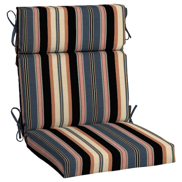 Hampton Bay Black Stripe Outdoor High Back Dining Chair Cushion ...