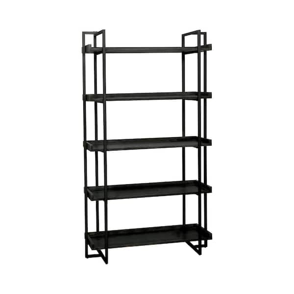 Furniture of America Kimbra 40.5 in. W x 72 in. H x 15.38 in. D Black 5-Tier Ladder Shelf