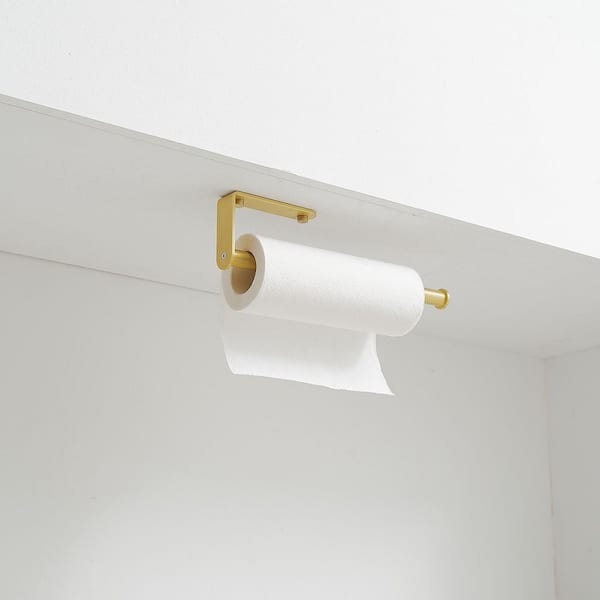 1pc Golden Stainless Steel Under Cabinet Self-adhesive Paper Towel