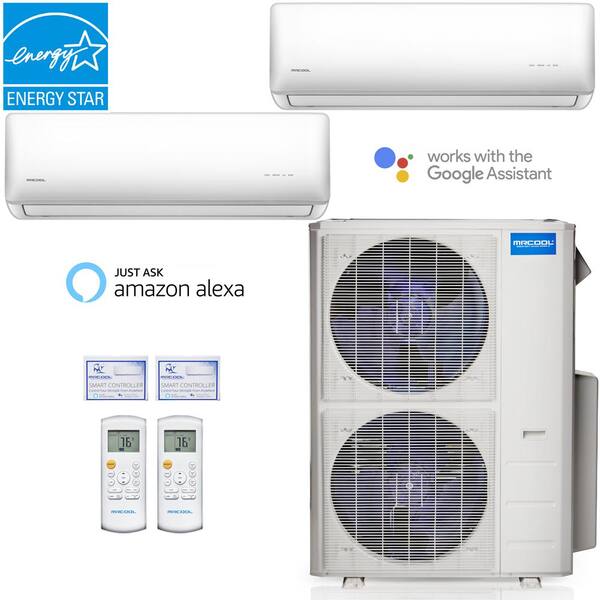 Mrcool Olympus 42 000 Btu 2 Zone 3 5 Ton Ductless Mini Split Air Conditioner And Heat Pump 25 Ft Install Kit 230v 60hz M248hp23wm08ak2 The Home Depot