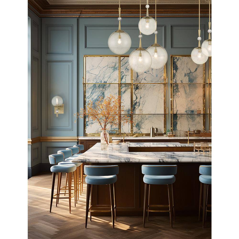 Mini Volcanic Glass & Aged Brass Indoor/Outdoor Pendant Light