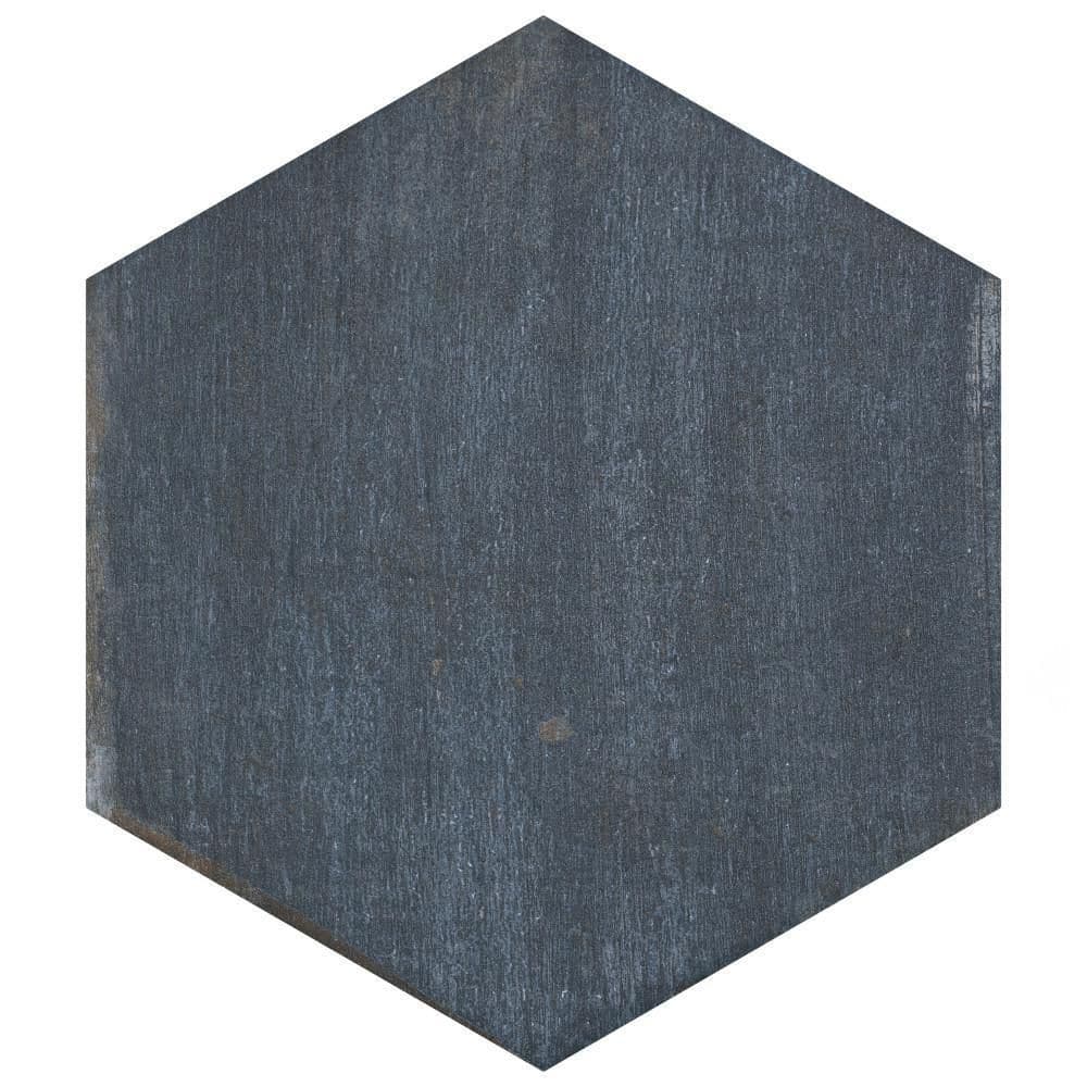Retro Blue Matte Hexagonal Porcelain Tile 7" x 8"