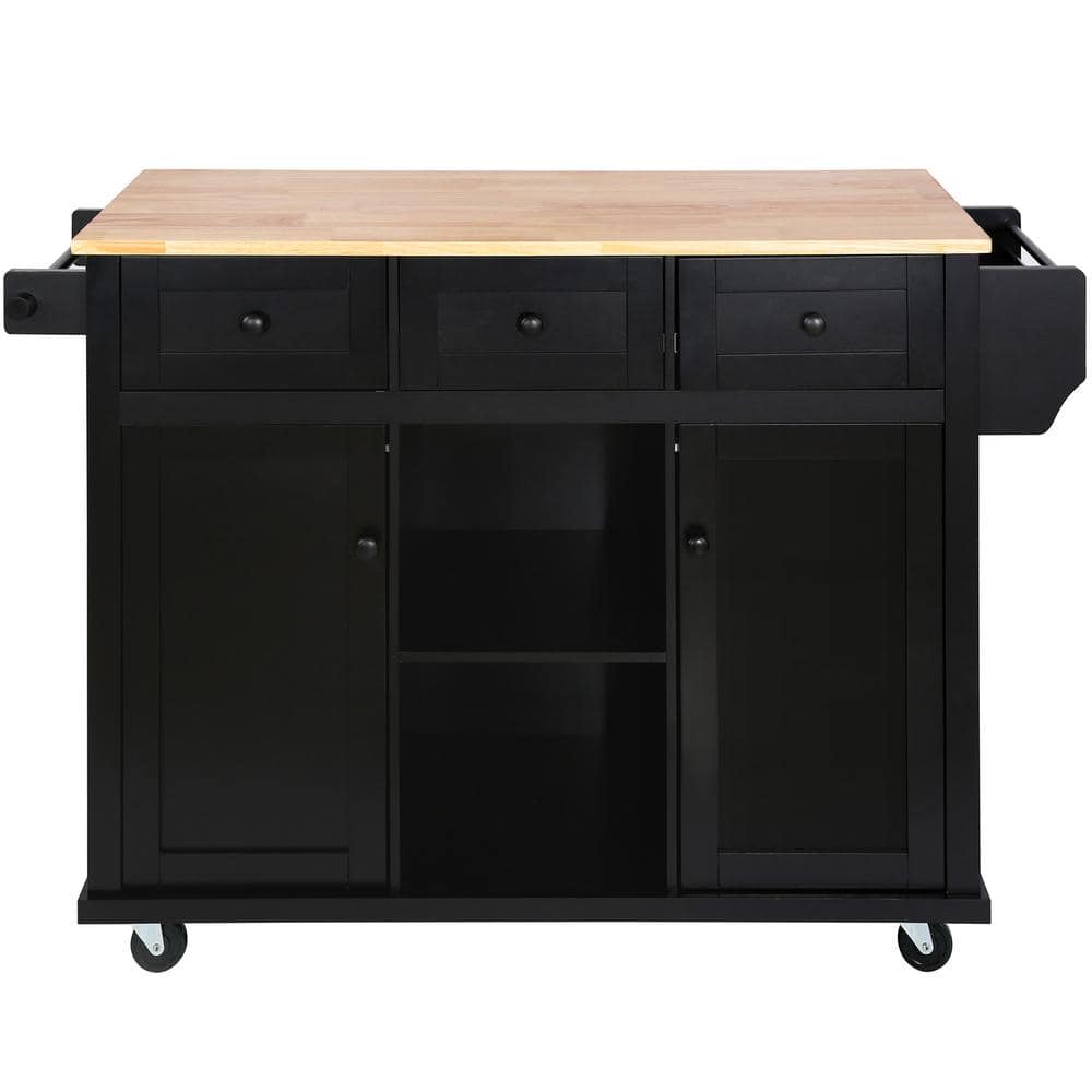 Black Rubber Wood Kitchen Cart with Cabinets price history on PriceWatchPro