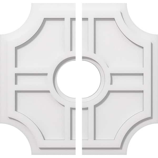Ekena Millwork 1 in. P X 6-1/2 in. C X 20 in. OD X 5 in. ID Haus Architectural Grade PVC Contemporary Ceiling Medallion, Two Piece