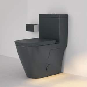 Turner One-Piece 1.1/1.6 GPF Dual Flush Siphon Elongated Toilet in Matte Black