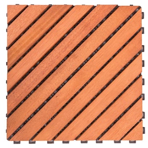Patio 12-Diagonal 1 ft. x 1 ft. Wood Interlocking Deck Tile in Brown (10 Per Box)