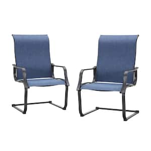 Spring Sling Outdoor Dining Chair in Blue (2-Pack)