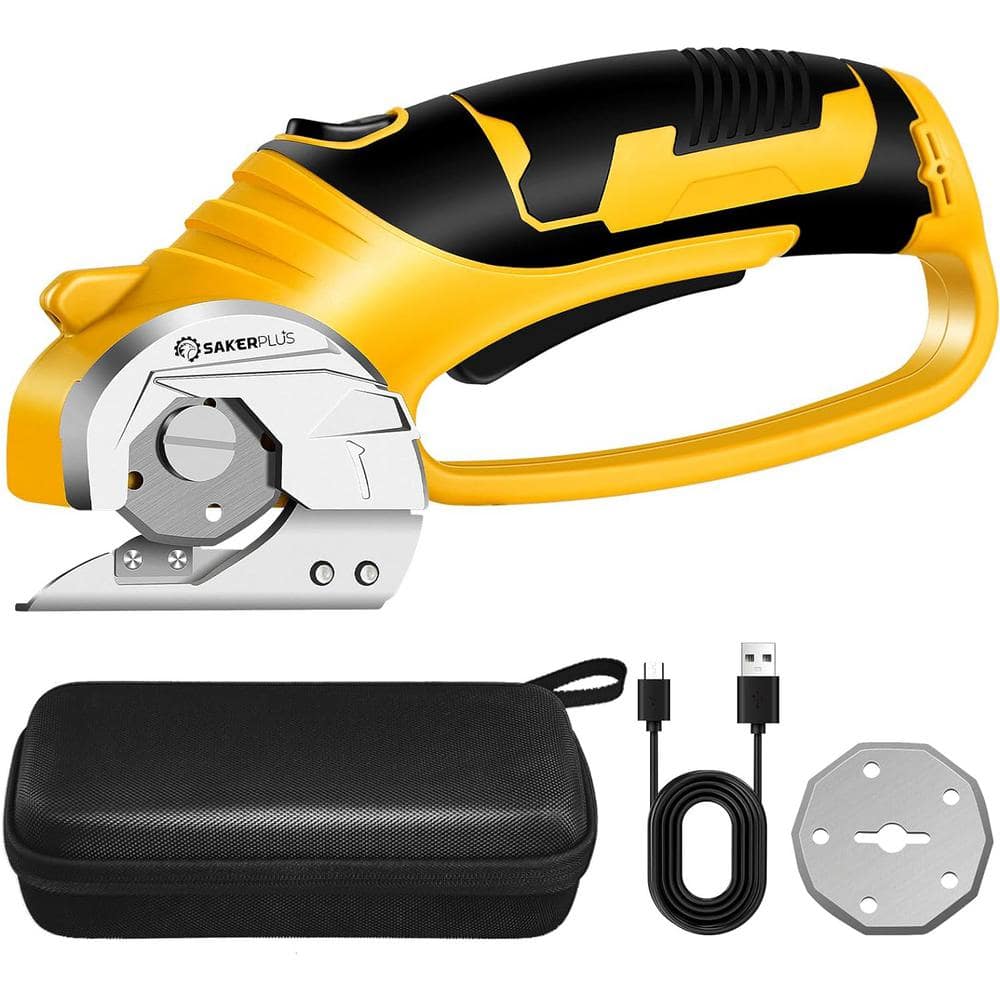 Cordless Electric Scissors, 4-Volt Rechargeable Power Rotary Cutter with Sa