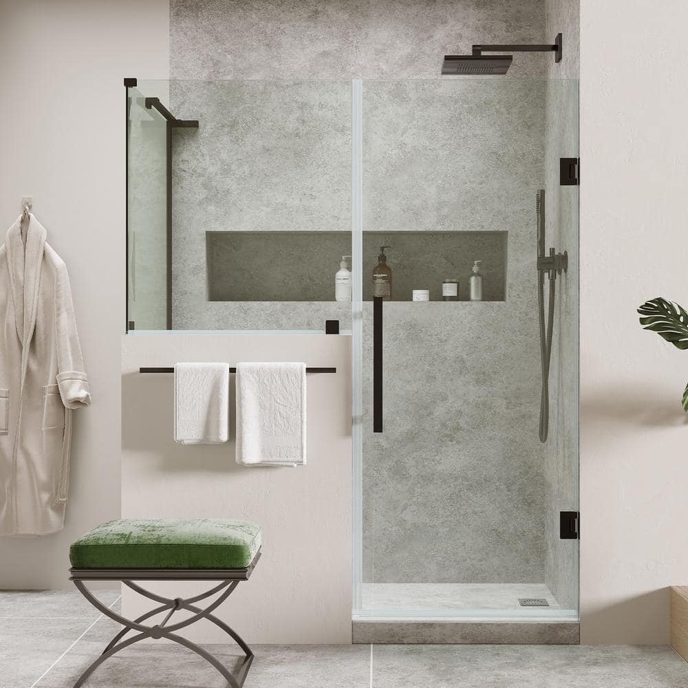 Tampa-Pro Black Frameless Corner Shower Enclosure with Tempered Glass