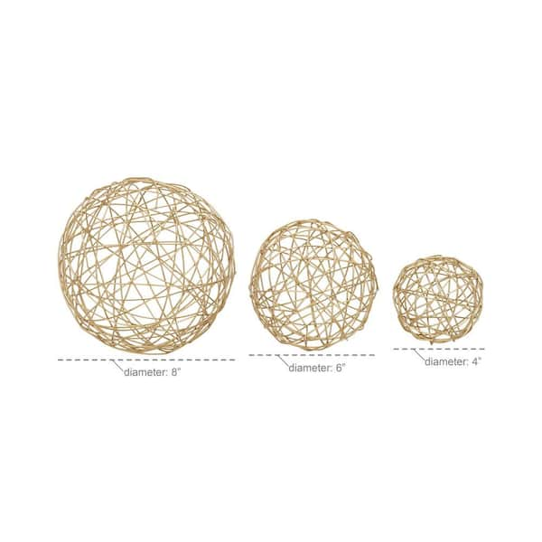 Store Set of 3 Geometric 3D Star Metal Sculptures Gold - Olivia & May,cfi