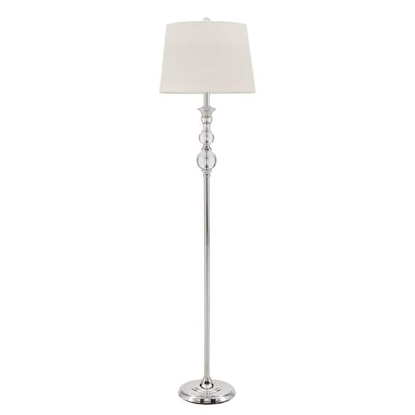Homesullivan L 63 In H Satin Nickel Crystal Glass Floor Lamp 3 Way Switch 40e378lt 3a The Home Depot Homesullivan L 63 In H Satin Nickel, 3 Way Switch Floor Lamp
