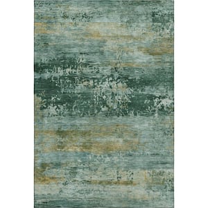 Mayfield Premium Machine Washable Abstract AMF2146 Green 3 ft. x 5 ft. Area Rug