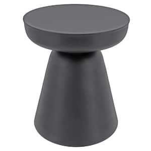 16 in. Black Round Wood Side End Table