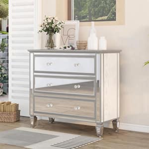 Modern 3-Drawers Silver Chest (40.20 in. W x 18.10 in. D x 35.20 in. H)