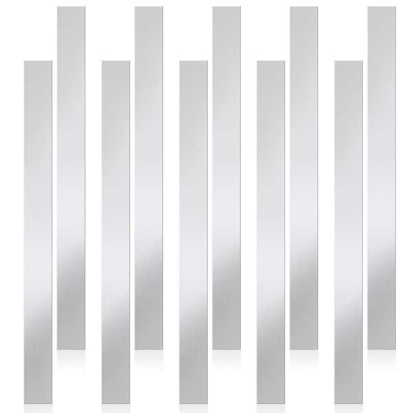 Corrosion Rustproof Bendable Stainless Steel Strips, 12 in. W x 1 in. H, 10-Piece, Mirror Finish, PVC Protected, Gray
