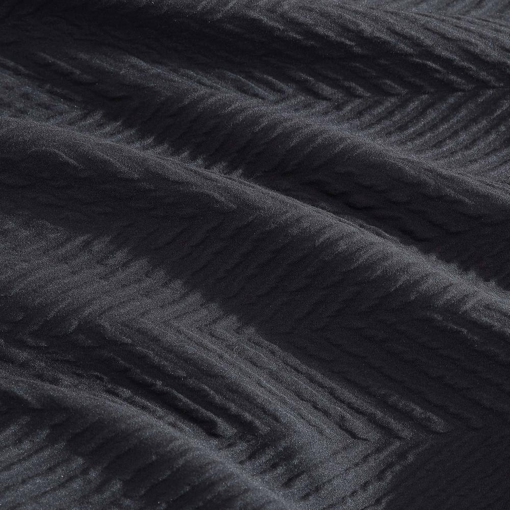 Black Microfiber Twin Duvet Cover Set with Gathered Embellishment